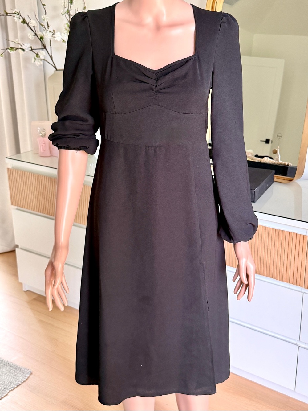Classic Black Square-Neck Dress